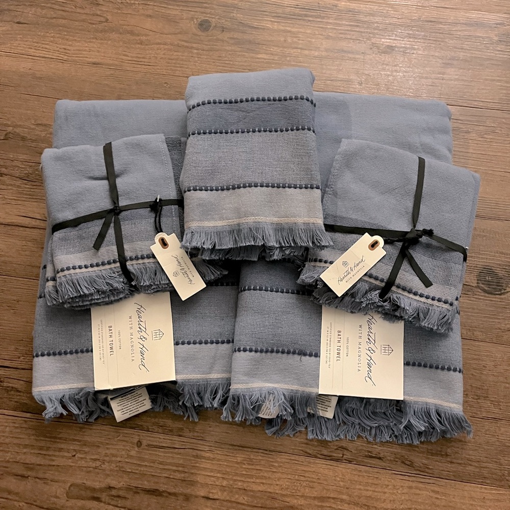 HEARTH & HAND WITH MAGNOLIA BLUE BATH TOWEL SET NEW!